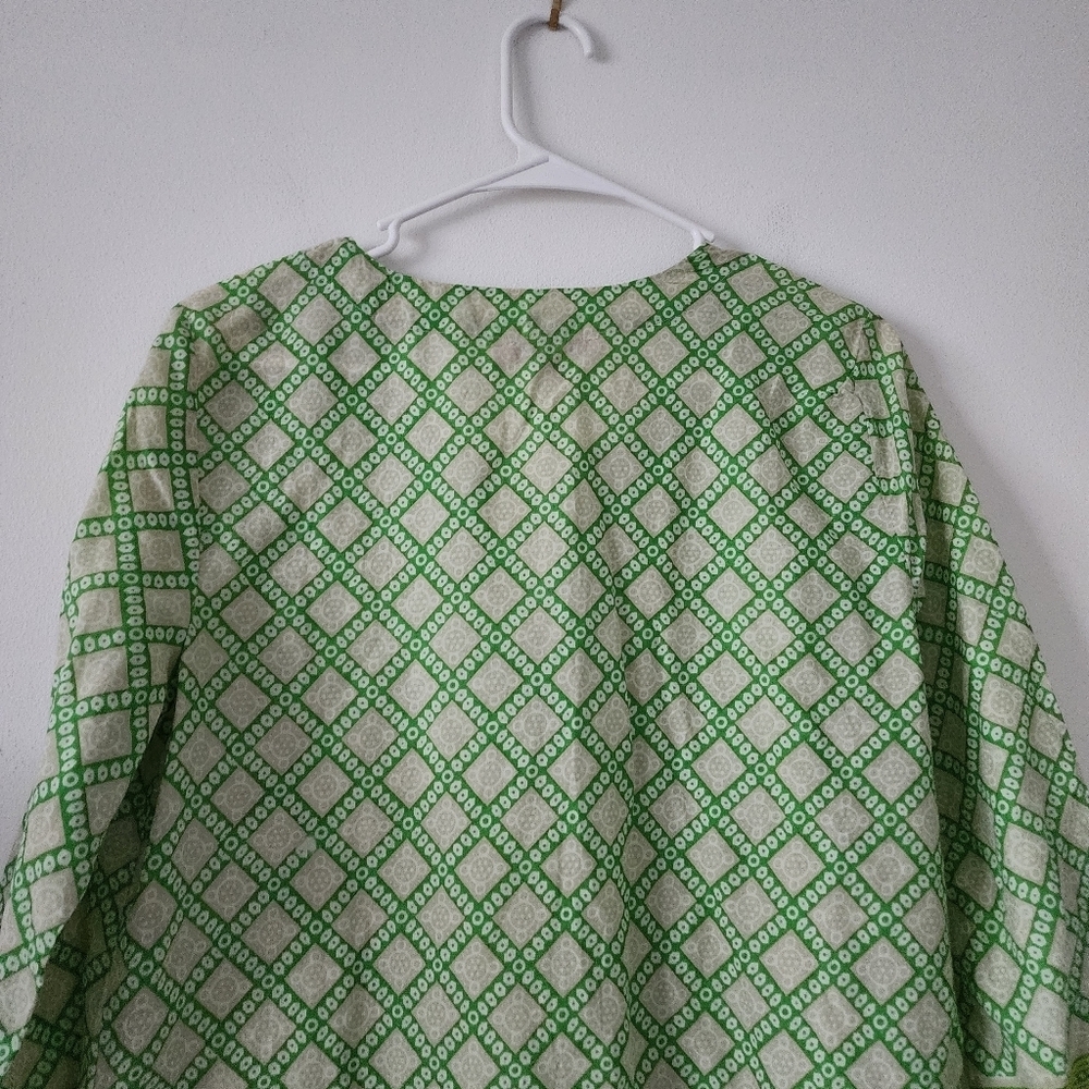 Calypso St. Barth Green Geometric Print 100% Cotton Tunic Top XS - Picture 10 of 13
